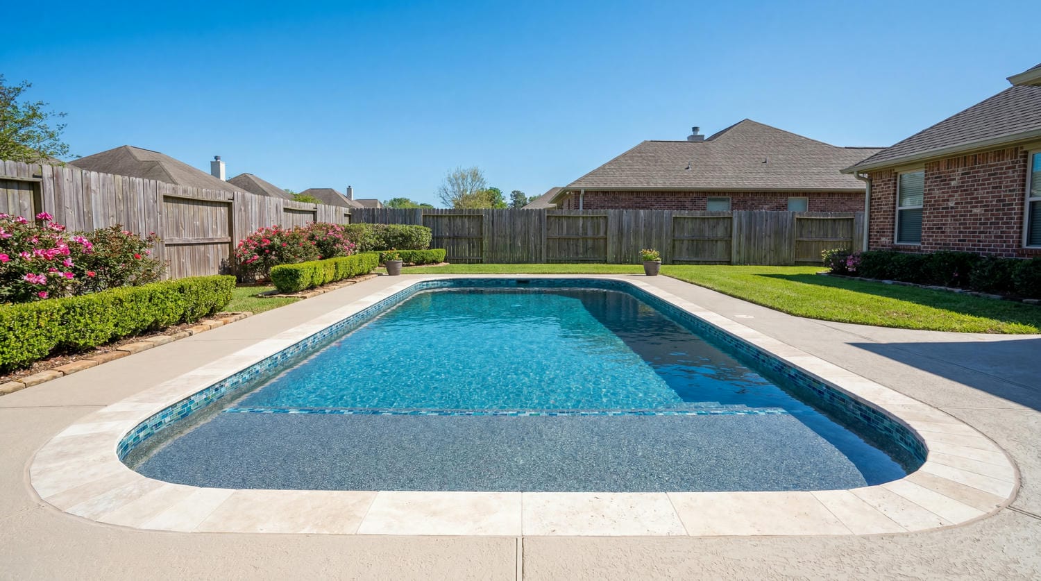 Modern rectangular pool with clean coping lines — Highland Road, Baton Rouge