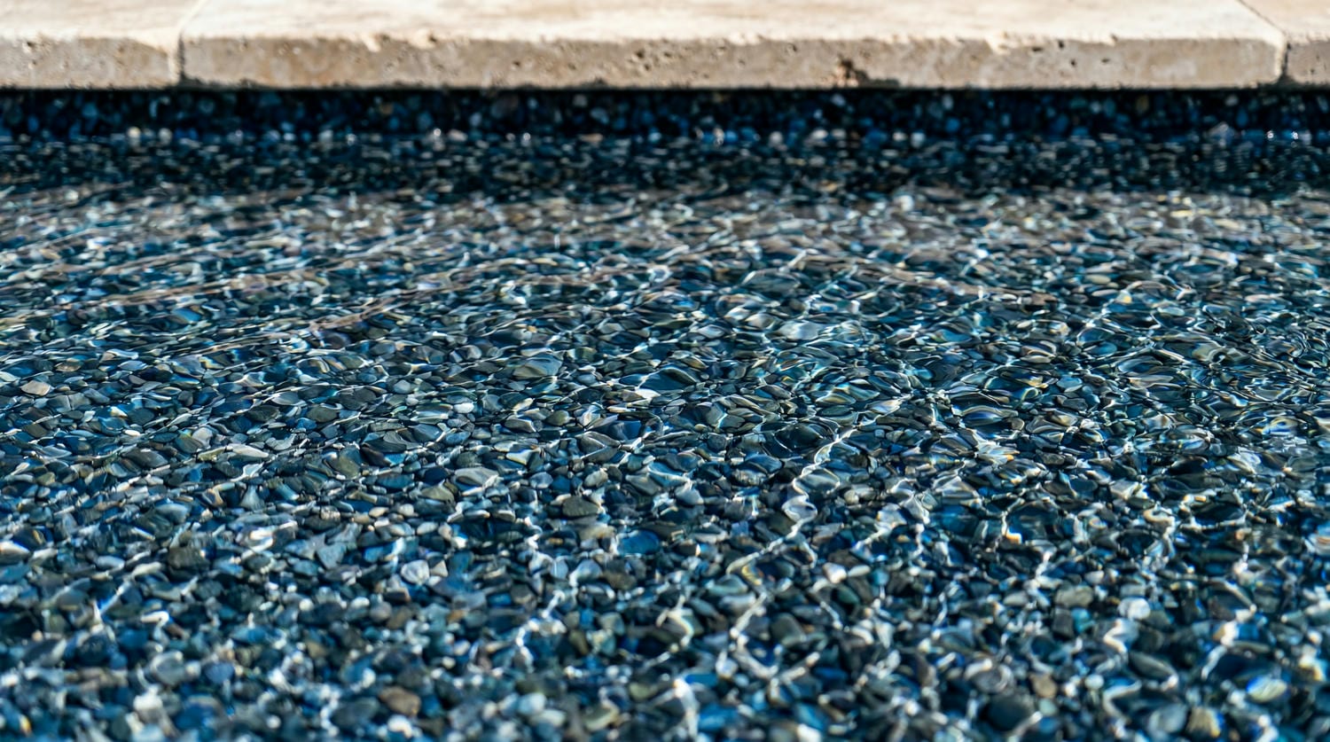 Close-up of a freshly resurfaced pool interior finish